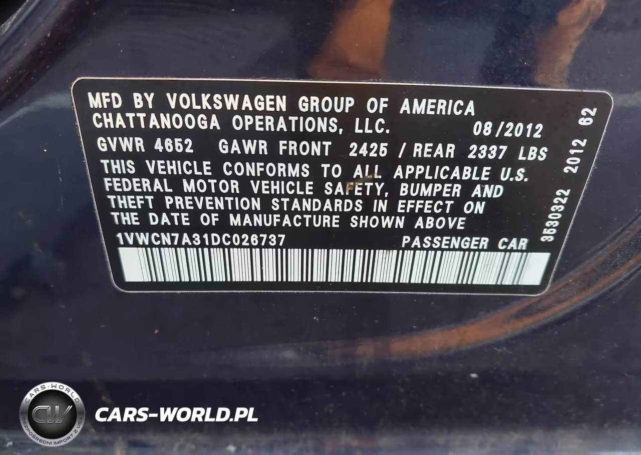 2013 Volkswagen Passat 2.0L Tdi Sel Premium VIN:1VWCN7A31DC026737 - 9