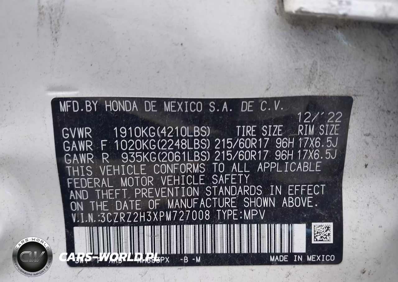 2023 Honda Hr-V Awd Lx VIN:3CZRZ2H3XPM727008 - 9