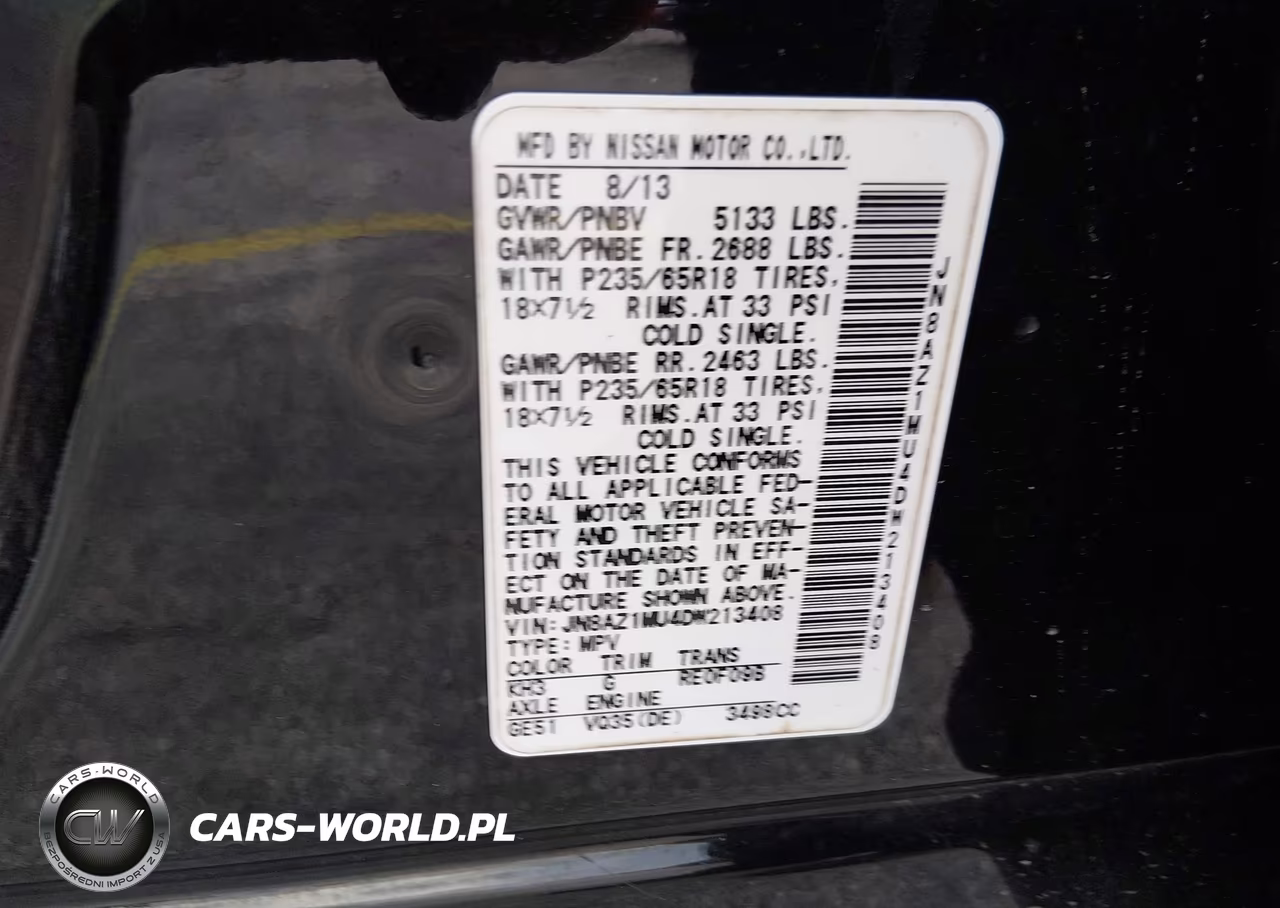 2013 Nissan Murano S VIN:JN8AZ1MU4DW213408 - 9