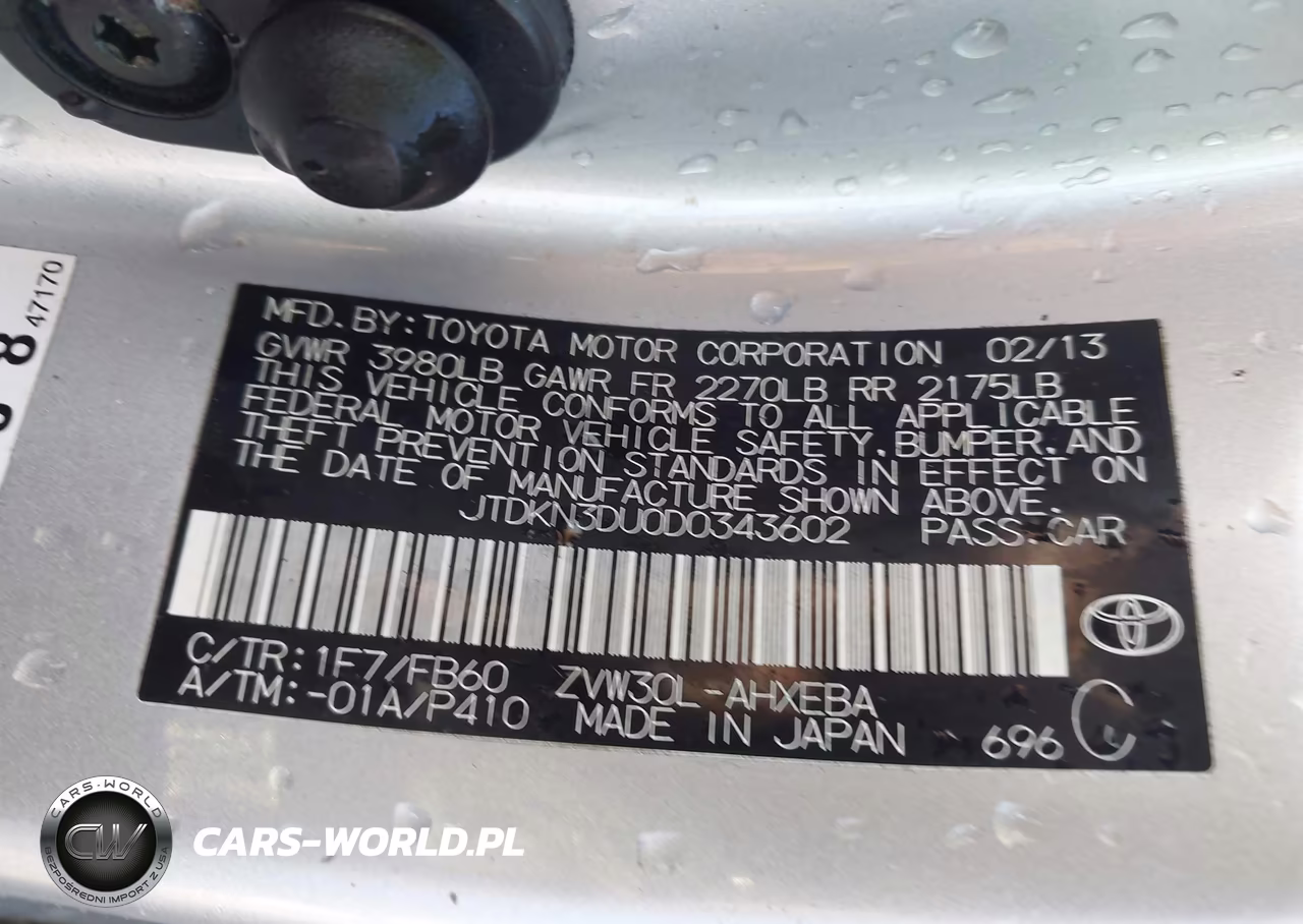 2013 Toyota Prius Three VIN:JTDKN3DU0D0343602 - 9