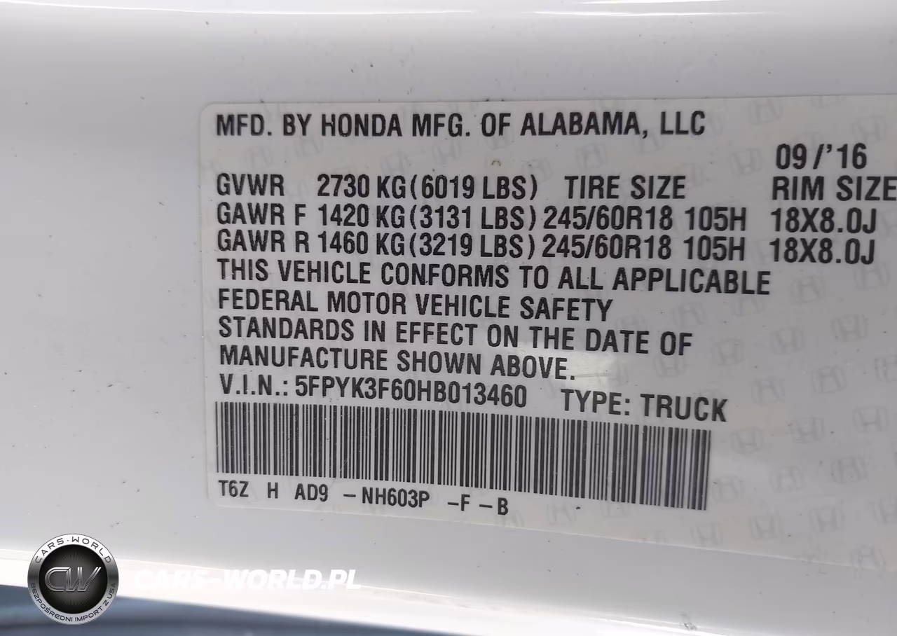 2017 Honda Ridgeline Rtl-T VIN:5FPYK3F60HB013460 - 9