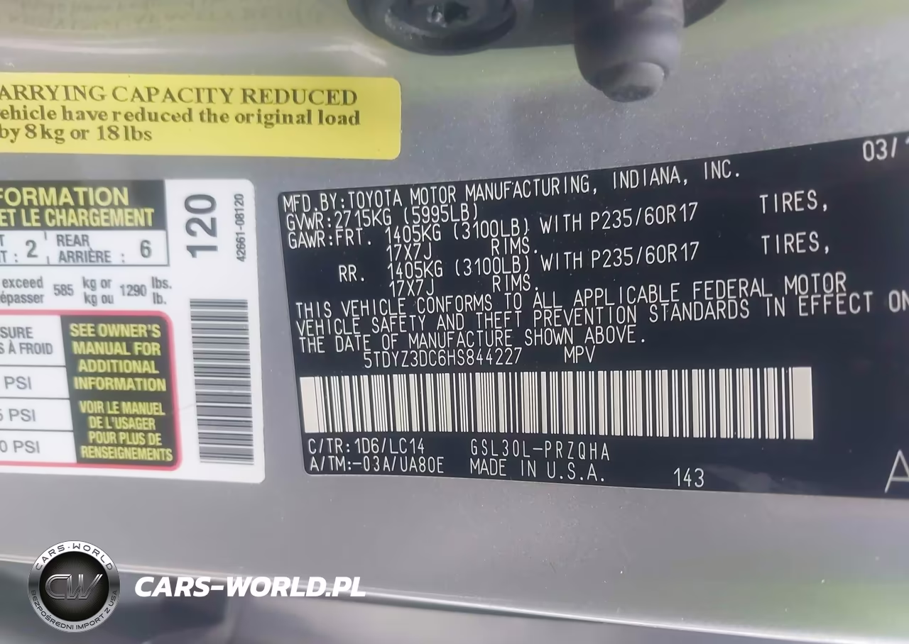 2017 Toyota Sienna Xle 8 Passenger VIN:5TDYZ3DC6HS844227 - 9