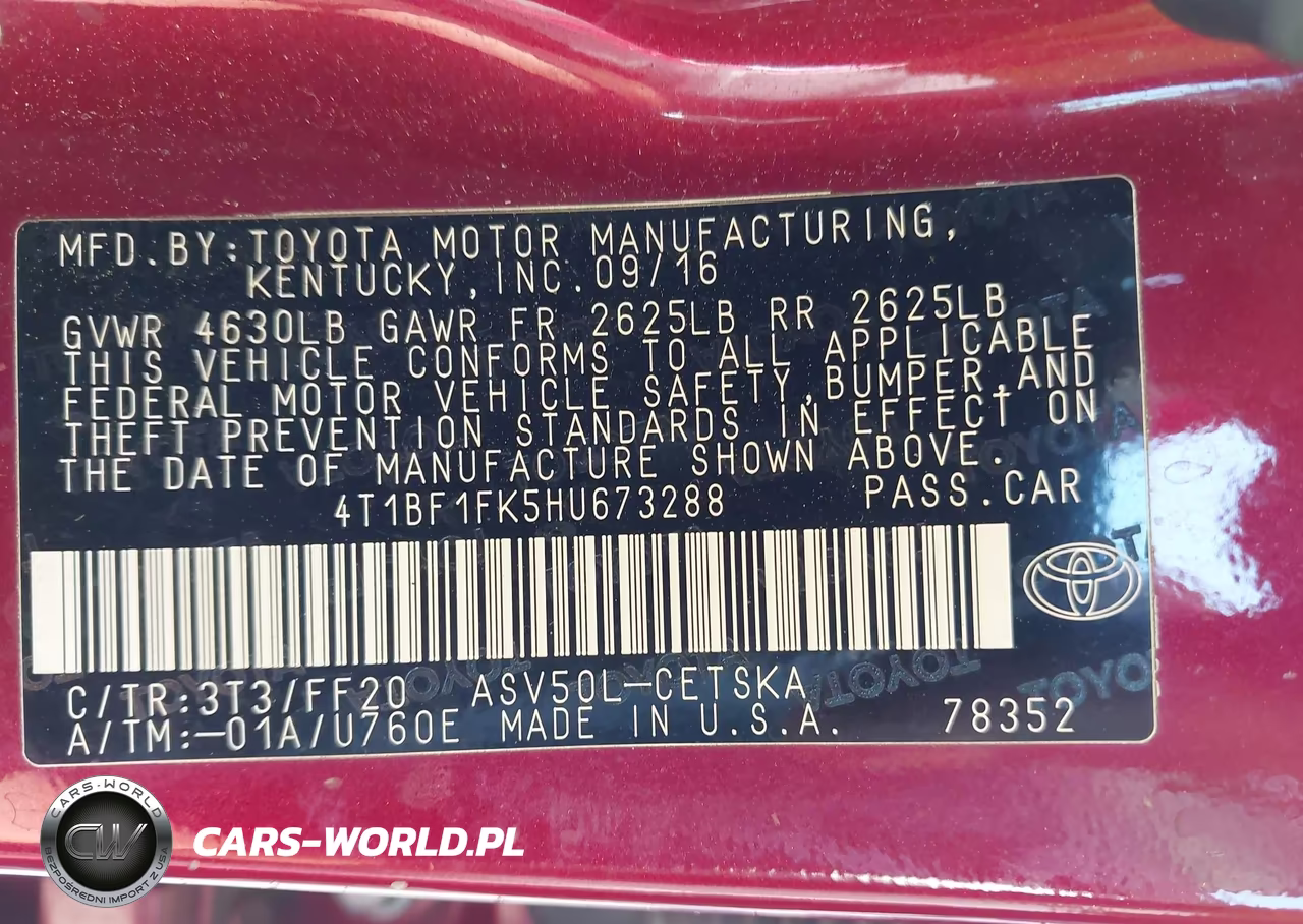 2017 Toyota Camry Se VIN:4T1BF1FK5HU673288 - 9