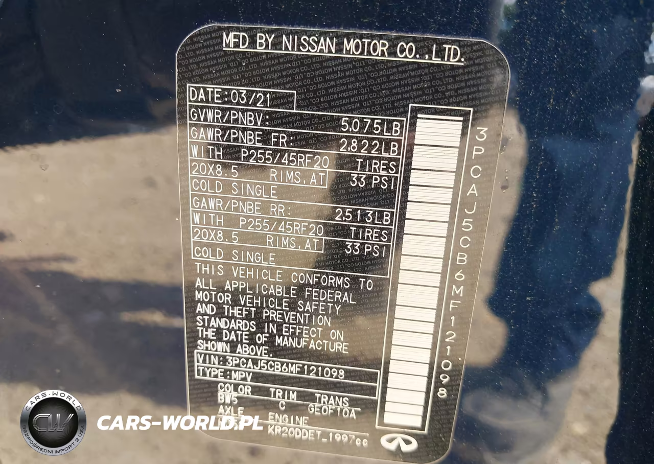 2021 Infiniti Qx50 Sensory Awd VIN:3PCAJ5CB6MF121098 - 9