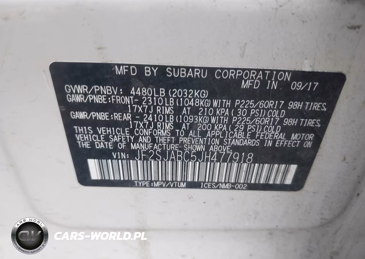 2018 Subaru Forester 2.5I VIN:JF2SJABC5JH477918 - 9