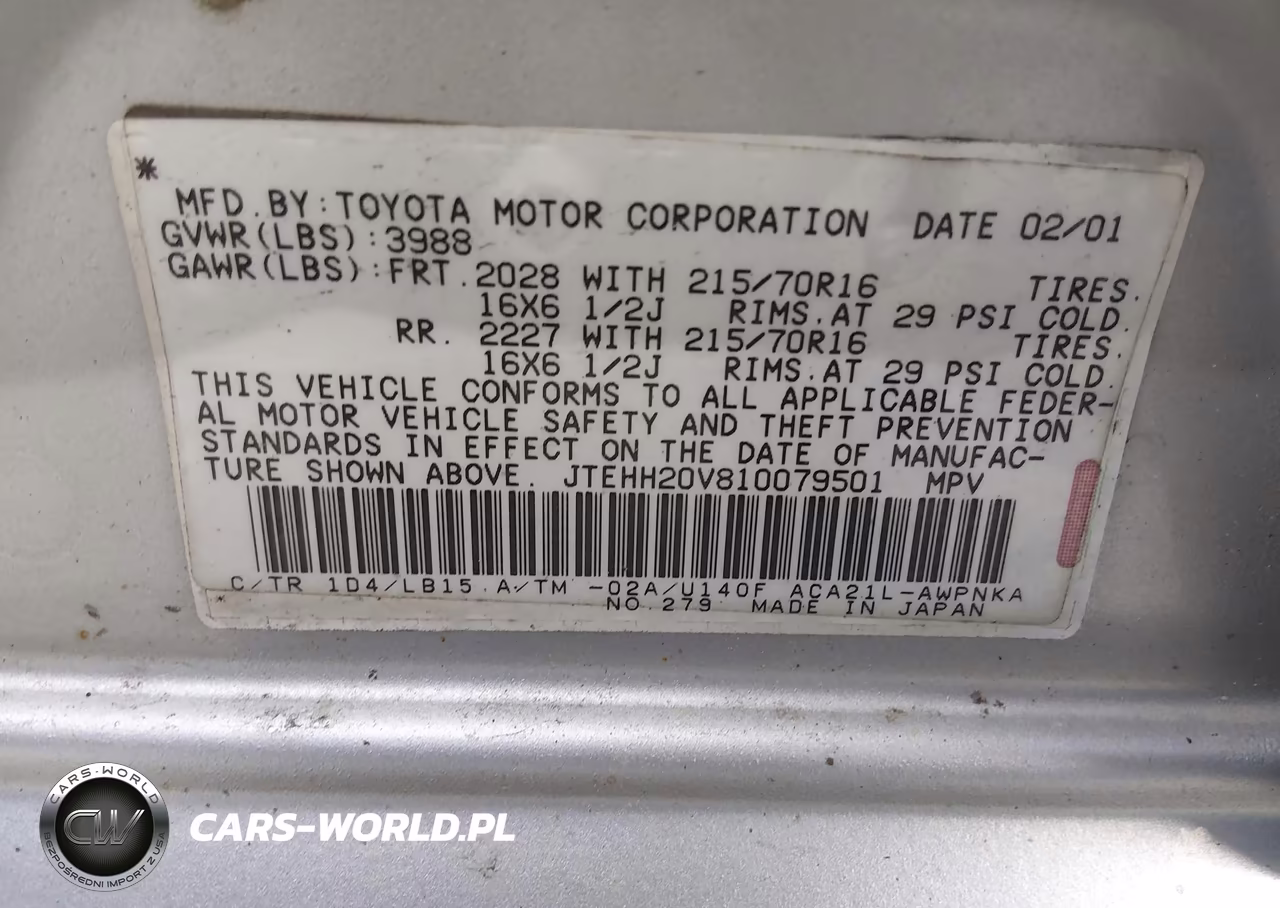 2001 Toyota Rav4 VIN:JTEHH20V810079501 - 9
