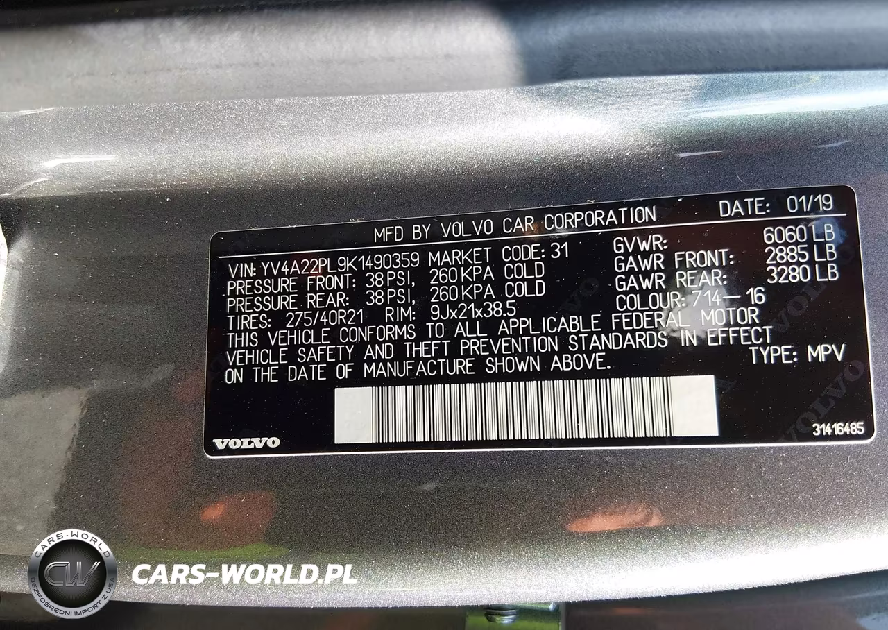 2019 Volvo Xc90 T6 Inscription VIN:YV4A22PL9K1490359 - 9