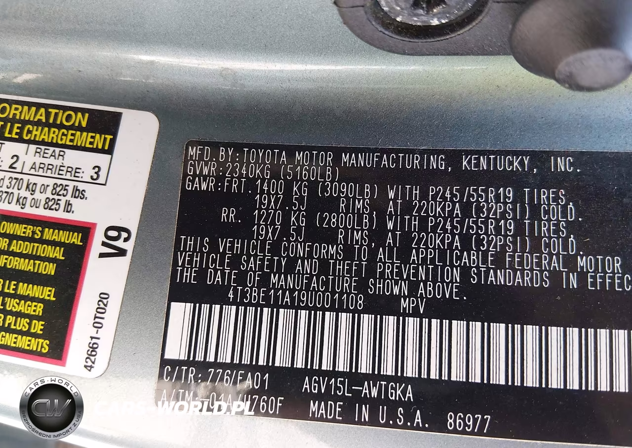 2009 Toyota Venza VIN:4T3BE11A19U001108 - 9