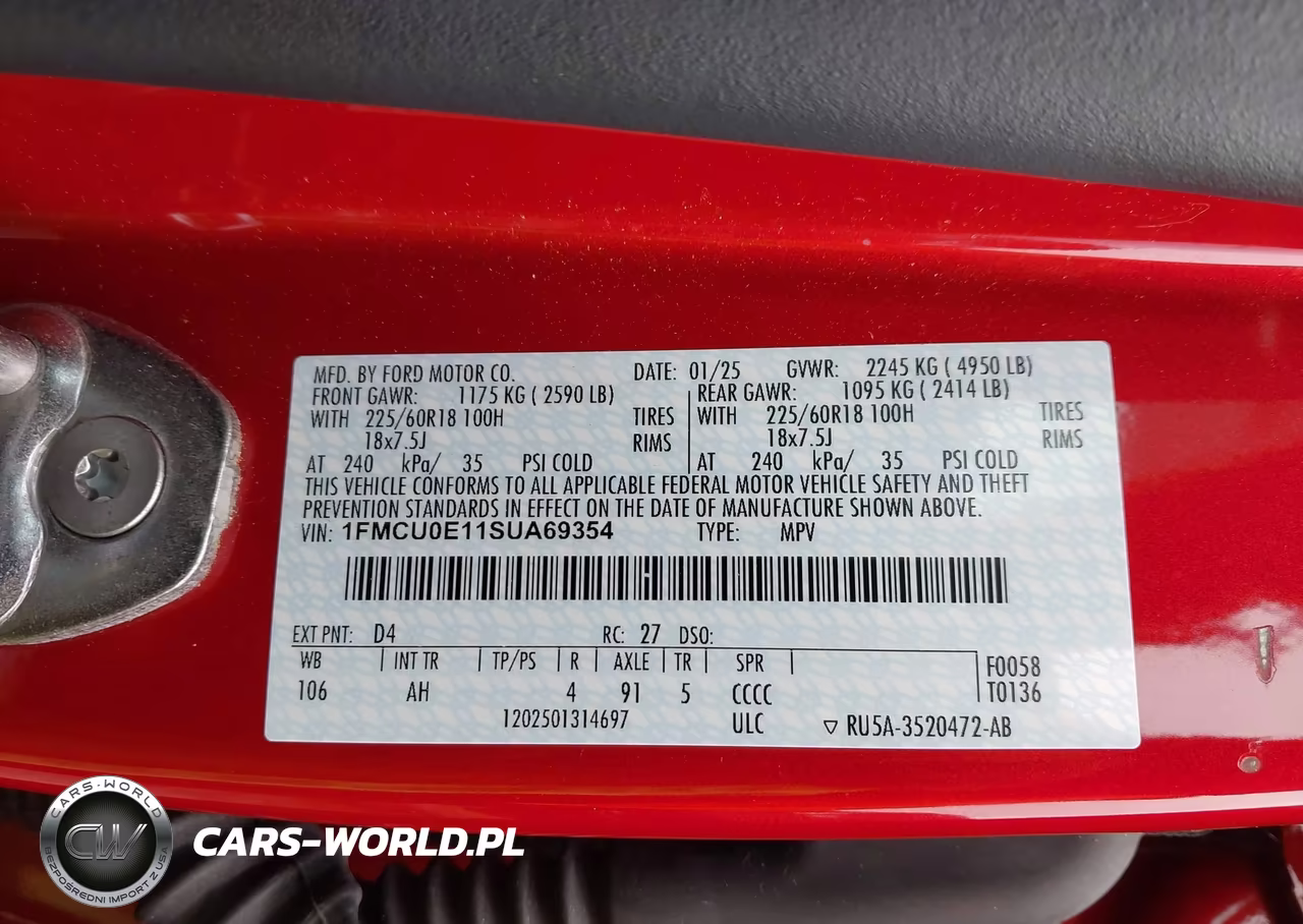 2025 Ford Escape Phev VIN:1FMCU0E11SUA69354 - 9