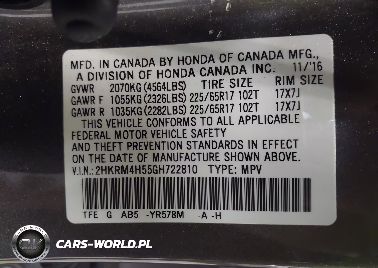 2016 Honda Cr-V Ex VIN:2HKRM4H55GH722810 - 9