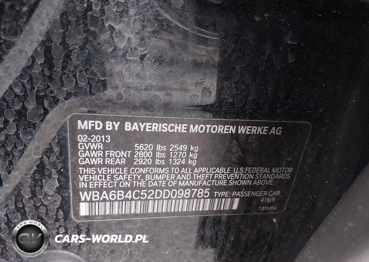 2013 BMW 650I Gran Coupe xDrive VIN:WBA6B4C52DD098785 - 9