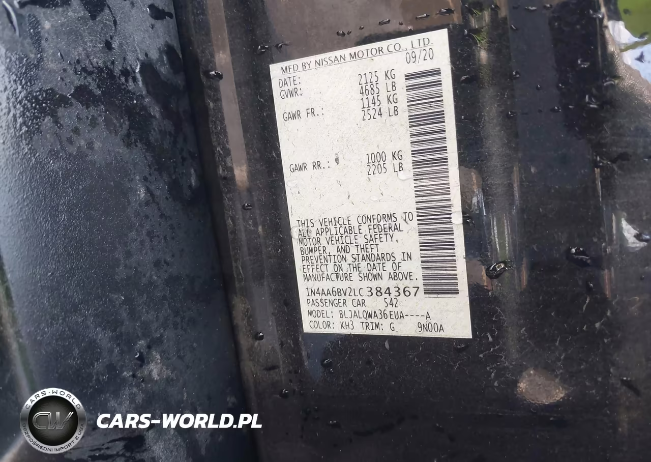 2020 Nissan Maxima S Xtronic Cvt VIN:1N4AA6BV2LC384367 - 9