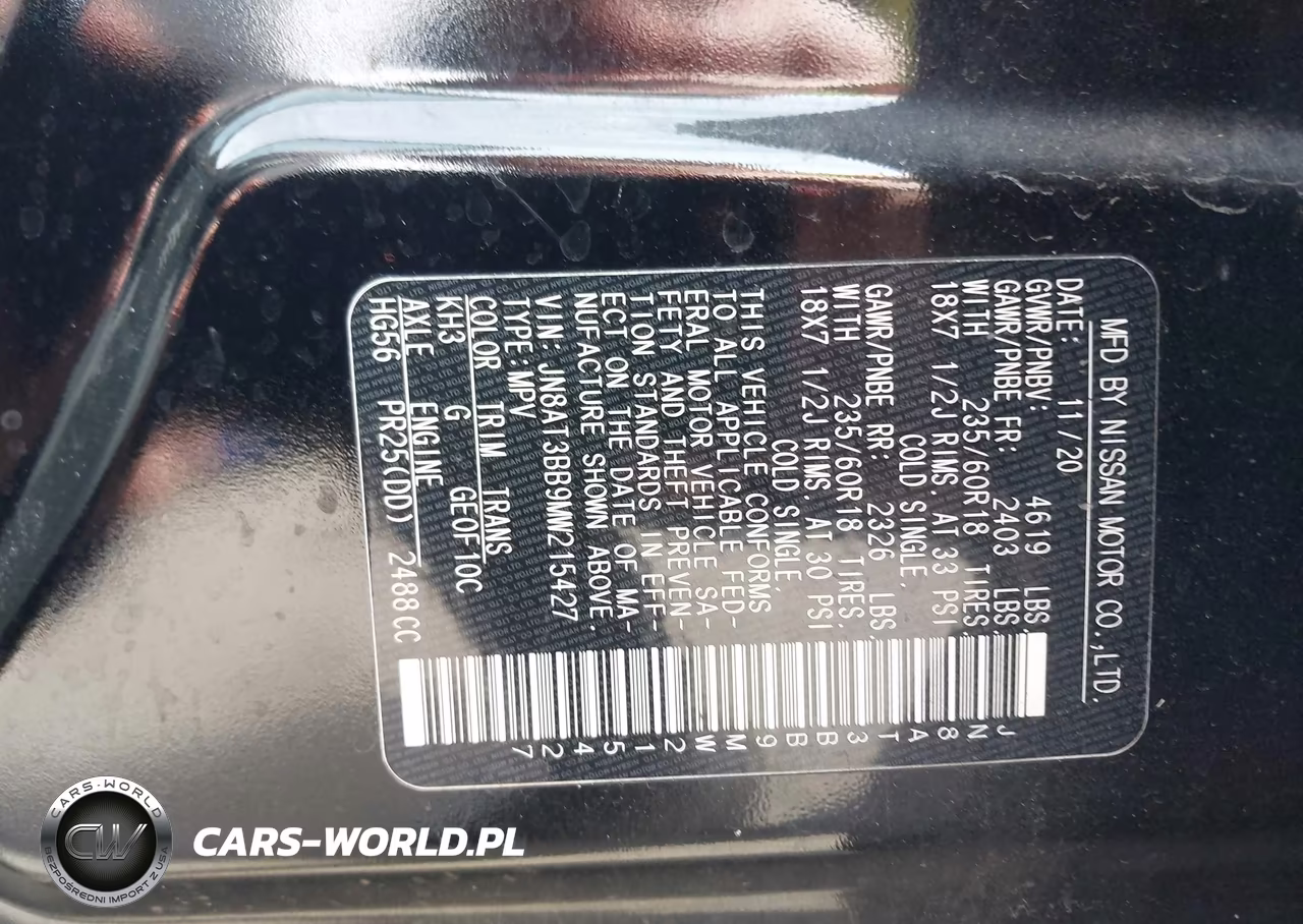 2021 Nissan Rogue Sv Intelligent Awd VIN:JN8AT3BB9MW215427 - 9