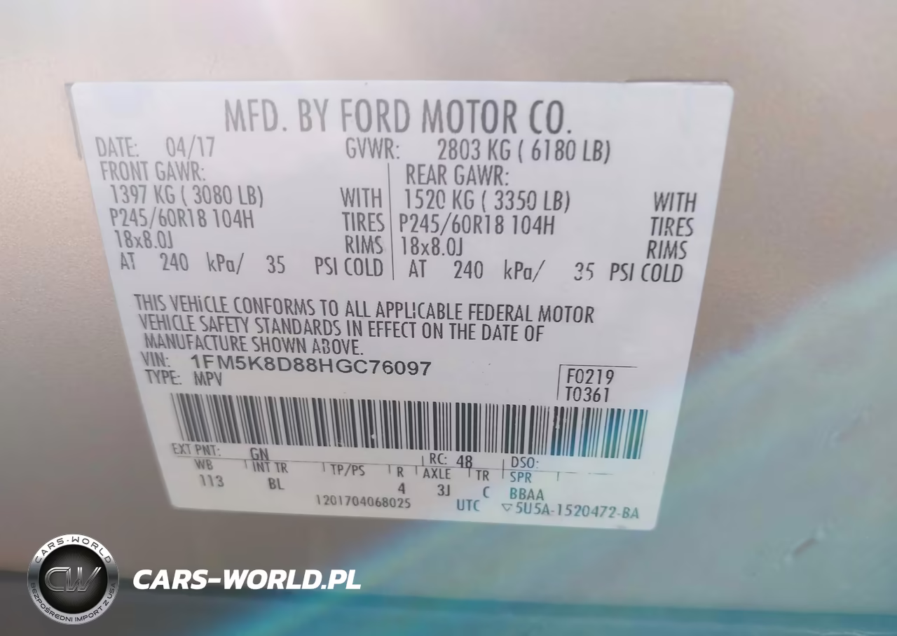 2017 Ford Explorer Xlt VIN:1FM5K8D88HGC76097 - 9
