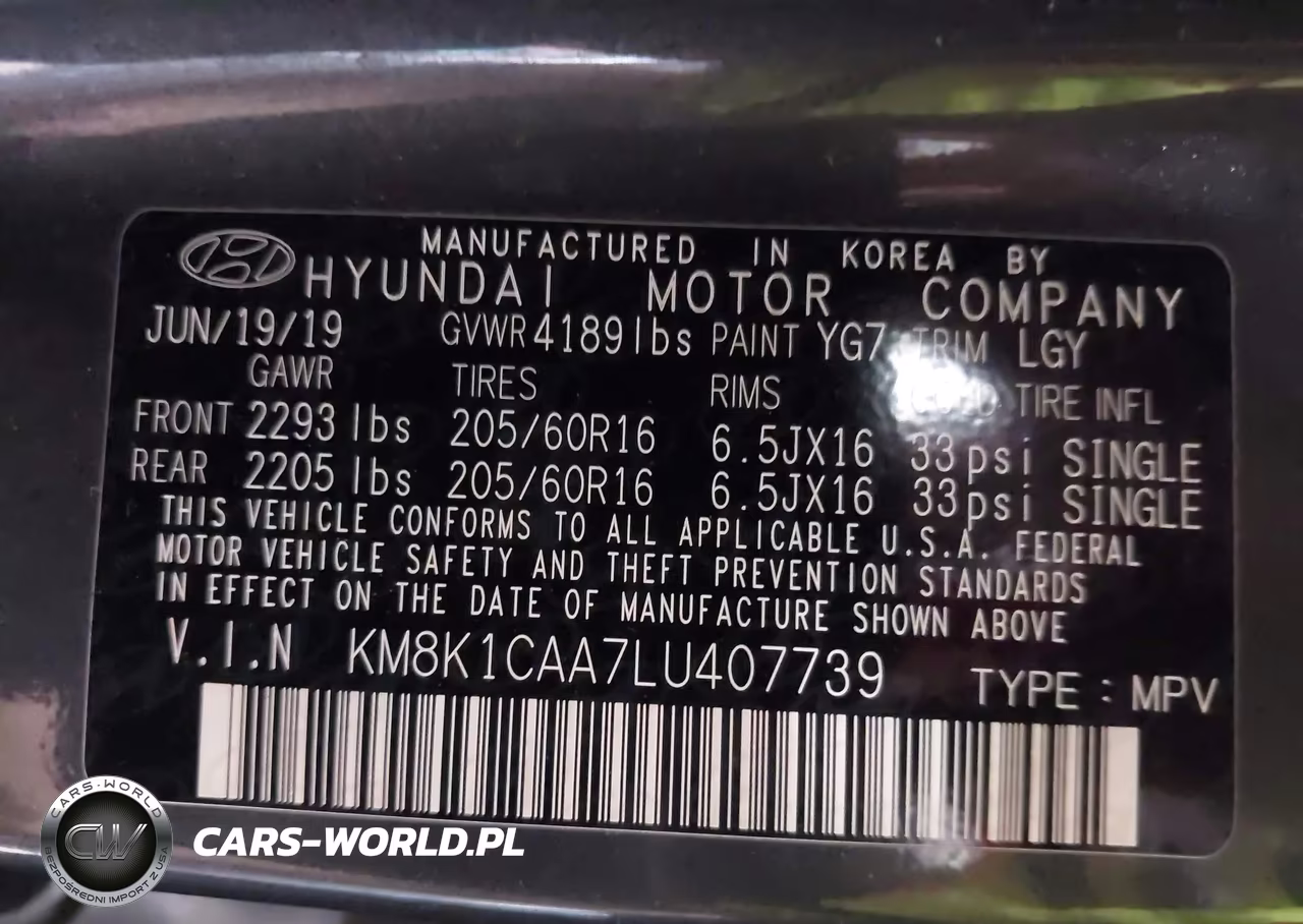 2020 Hyundai Kona Se VIN:KM8K1CAA7LU407739 - 9