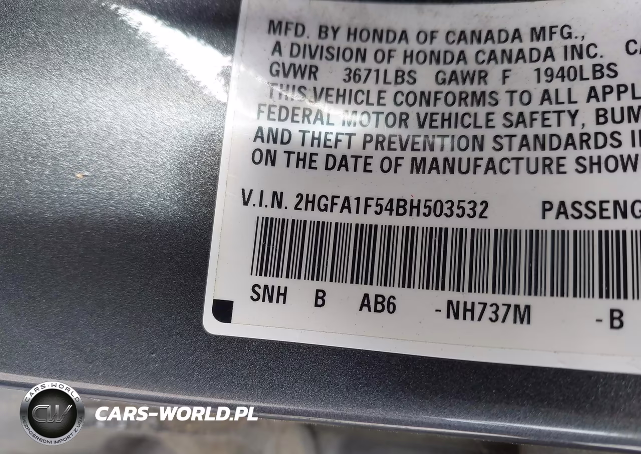 2011 Honda Civic Lx VIN:2HGFA1F54BH503532 - 9