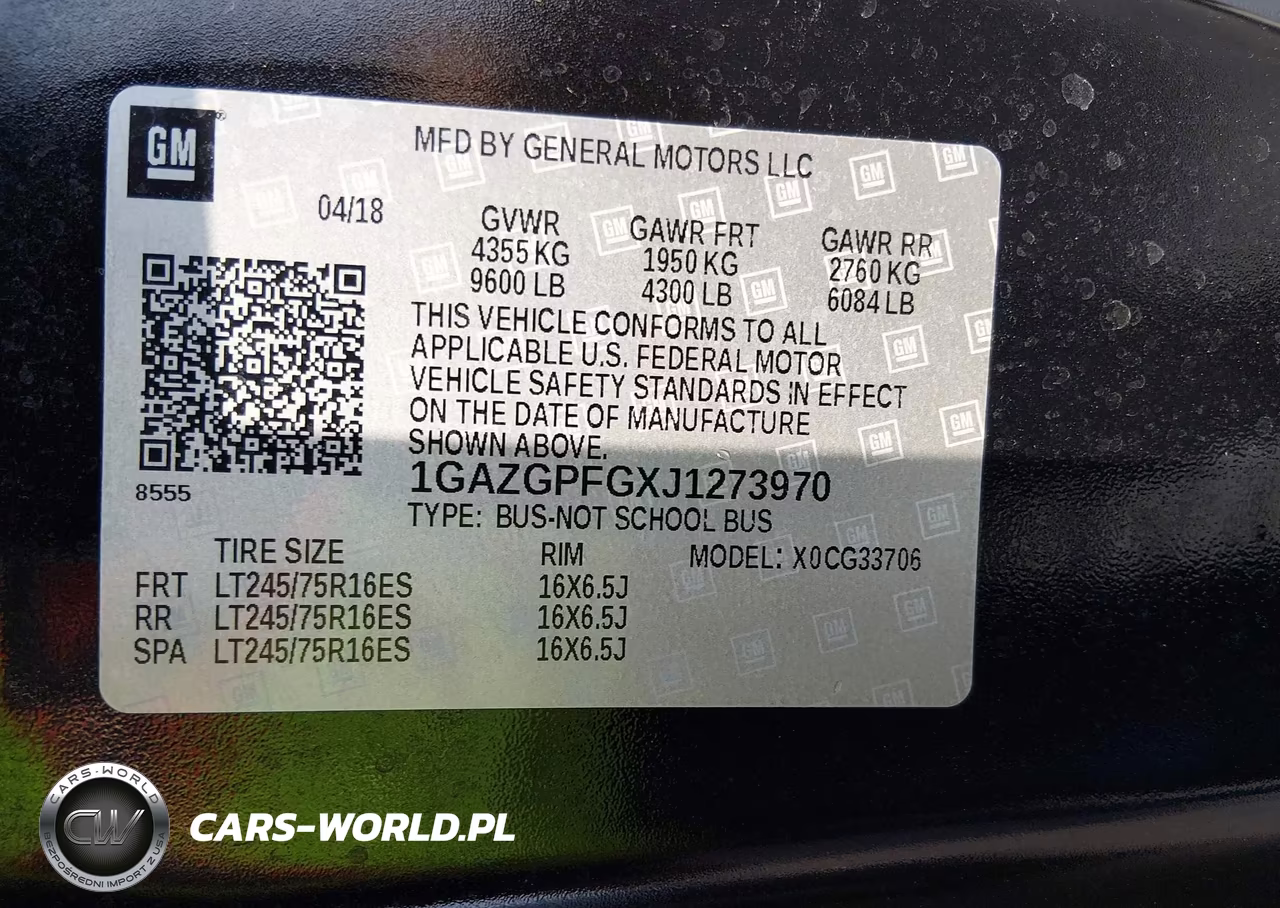 2018 Chevrolet Express 3500 Lt VIN:1GAZGPFGXJ1273970 - 9