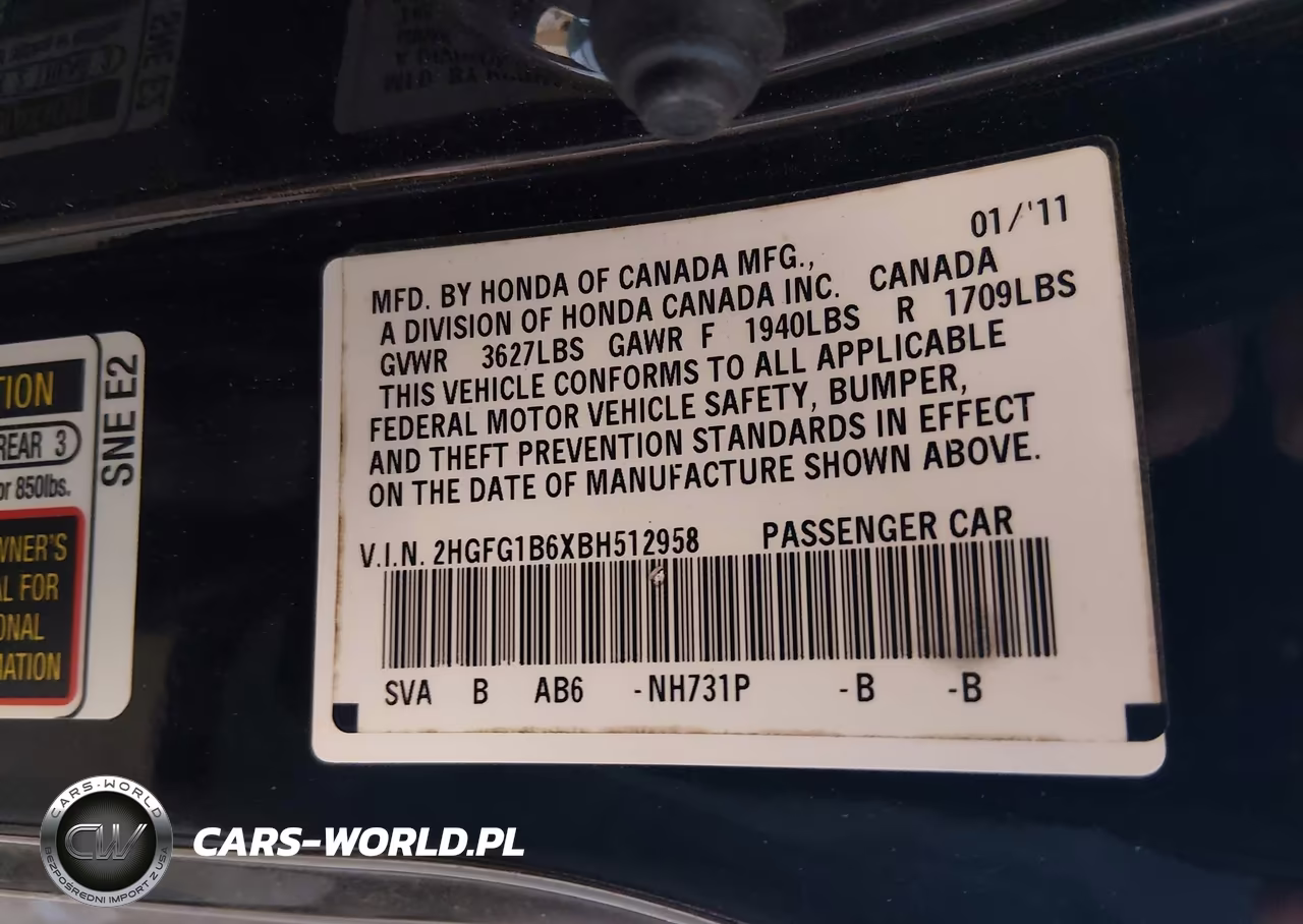 2011 Honda Civic Lx VIN:2HGFG1B6XBH512958 - 9