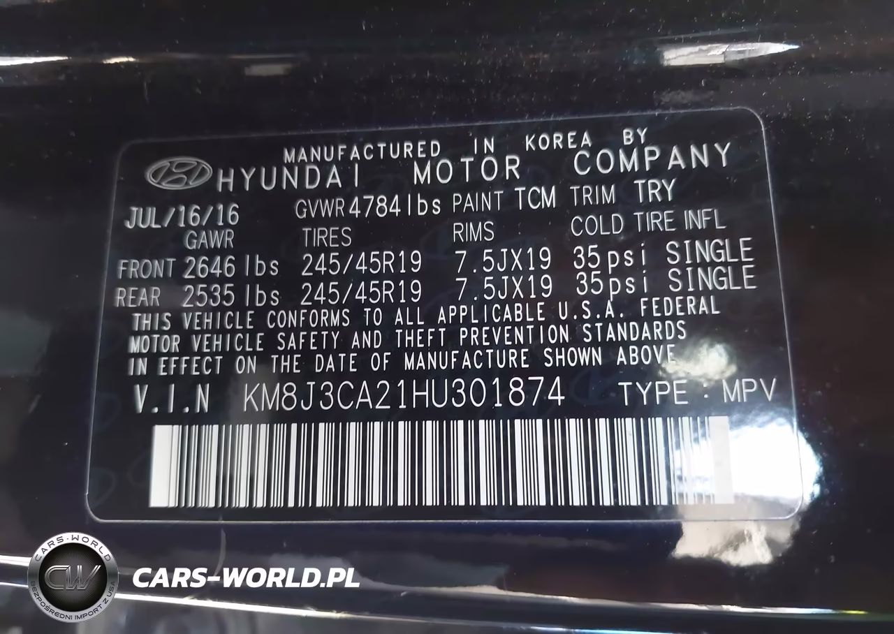 2017 Hyundai Tucson Sport VIN:KM8J3CA21HU301874 - 9