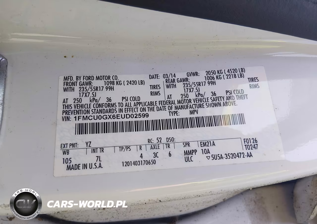 2014 Ford Escape Se VIN:1FMCU0GX6EUD02599 - 9