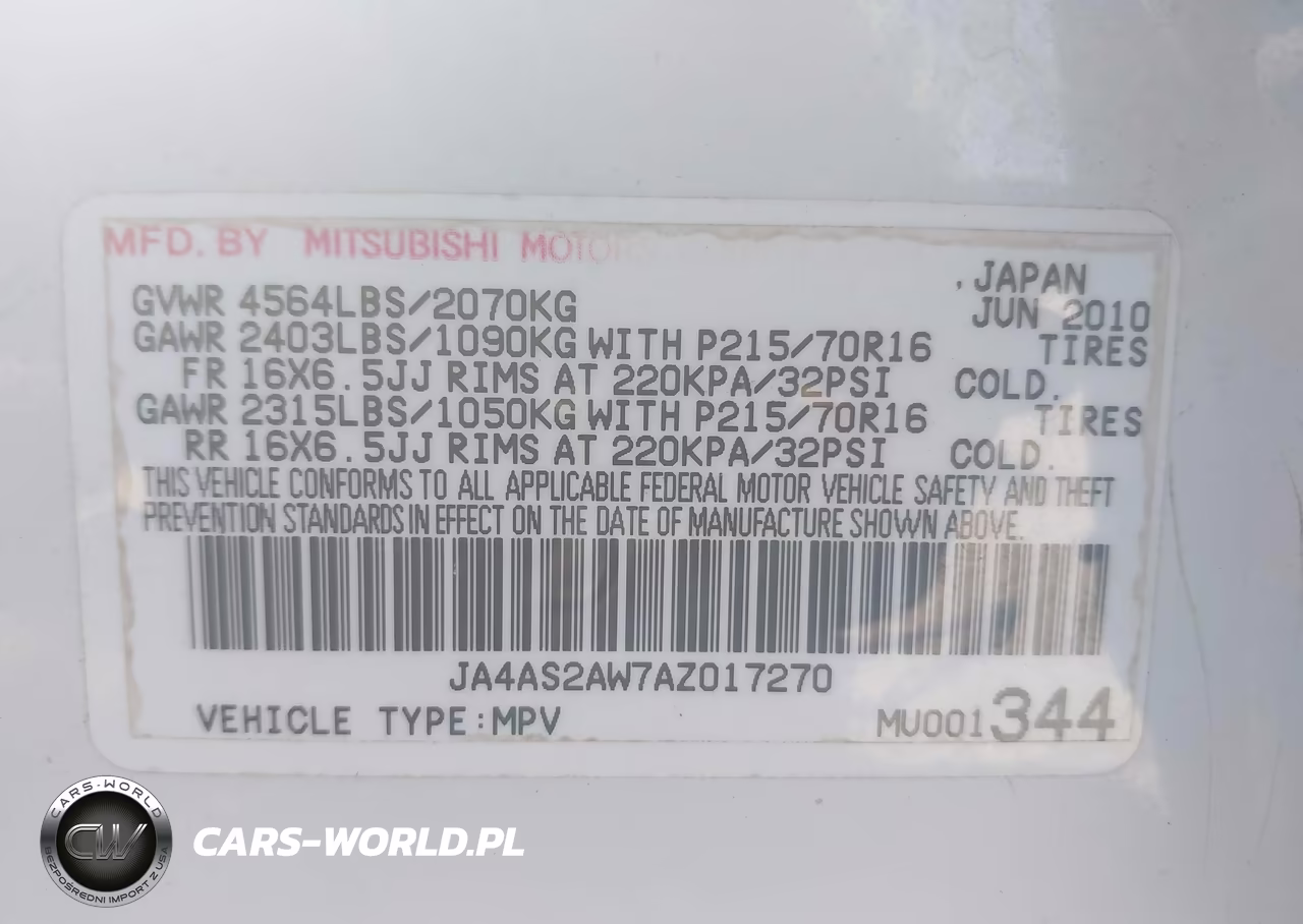 2010 Mitsubishi Outlander Es VIN:JA4AS2AW7AZ017270 - 9