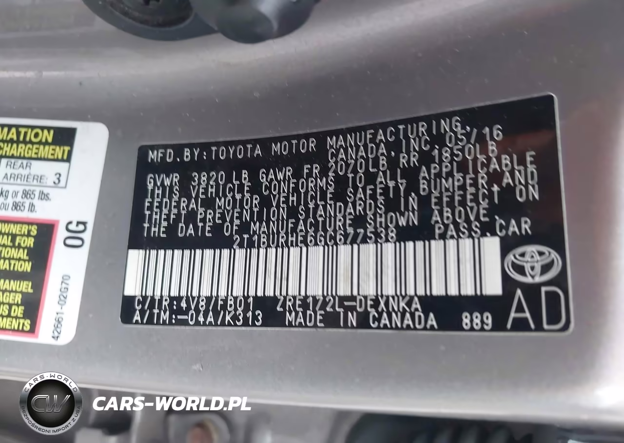 2016 Toyota Corolla Le VIN:2T1BURHE6GC677538 - 9