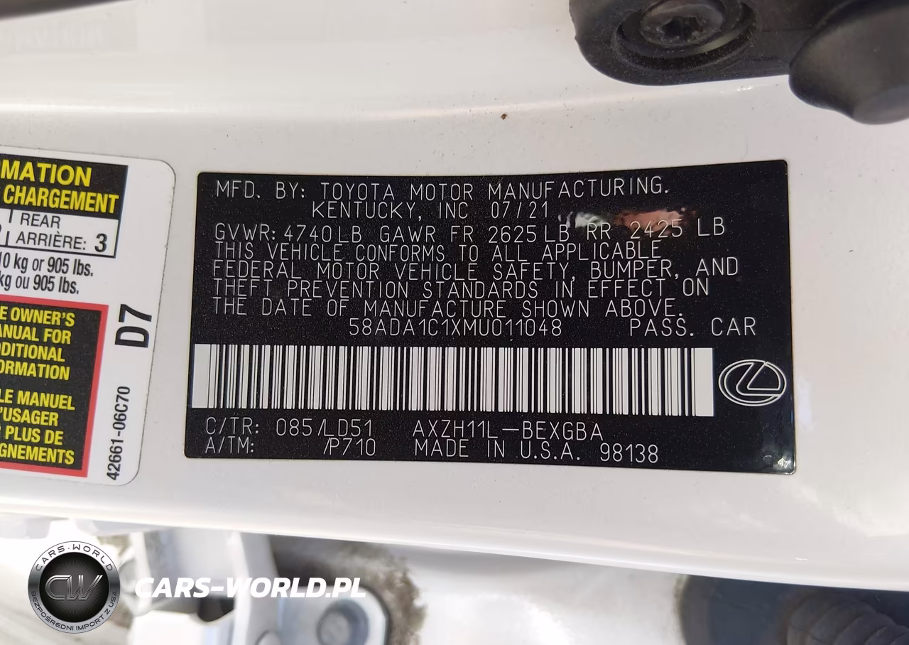 2021 Lexus Es 300H VIN:58ADA1C1XMU011048 - 9