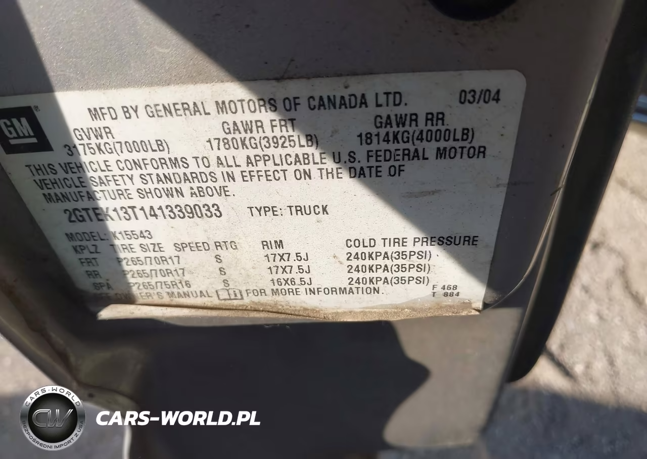 2004 GMC Sierra 1500 Slt VIN:2GTEK13T141339033 - 9