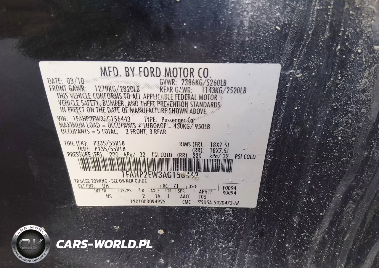 2010 Ford Taurus Sel VIN:1FAHP2EW3AG156443 - 9