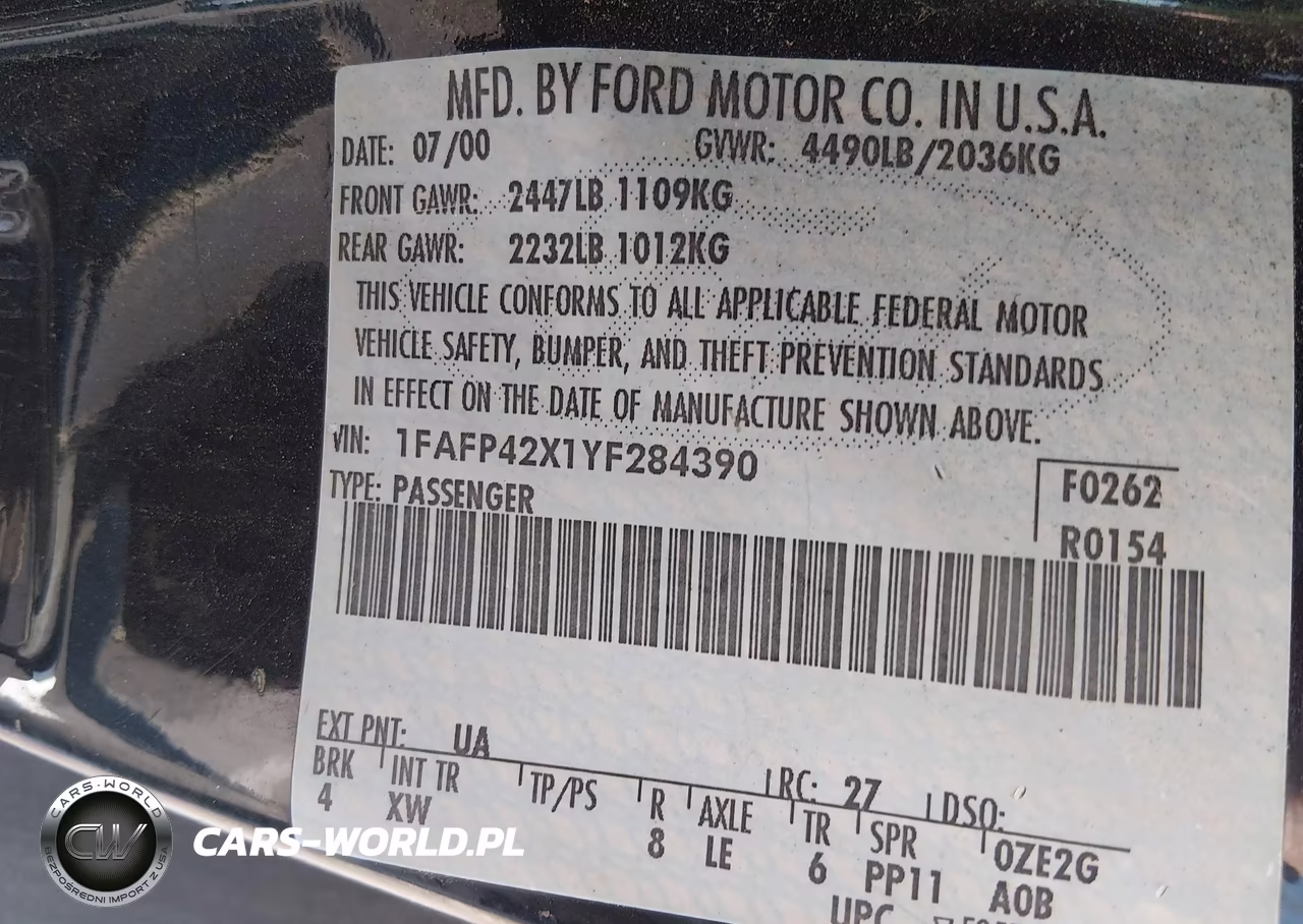 2000 Ford Mustang Gt VIN:1FAFP42X1YF284390 - 9