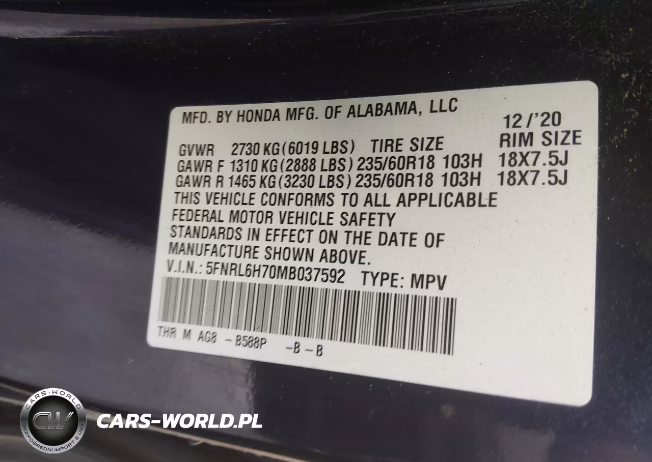 2021 Honda Odyssey Ex-L VIN:5FNRL6H70MB037592 - 9