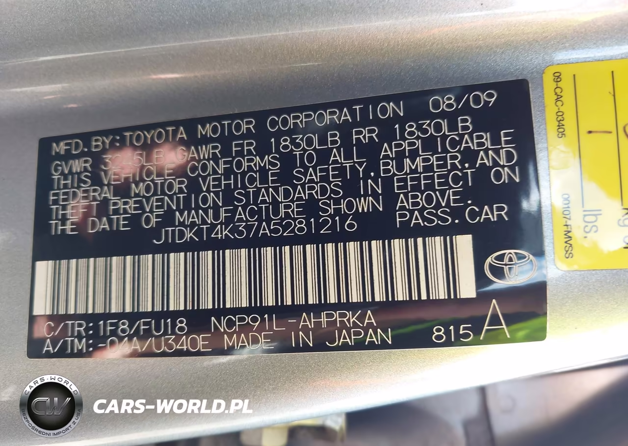 2010 Toyota Yaris VIN:JTDKT4K37A5281216 - 9