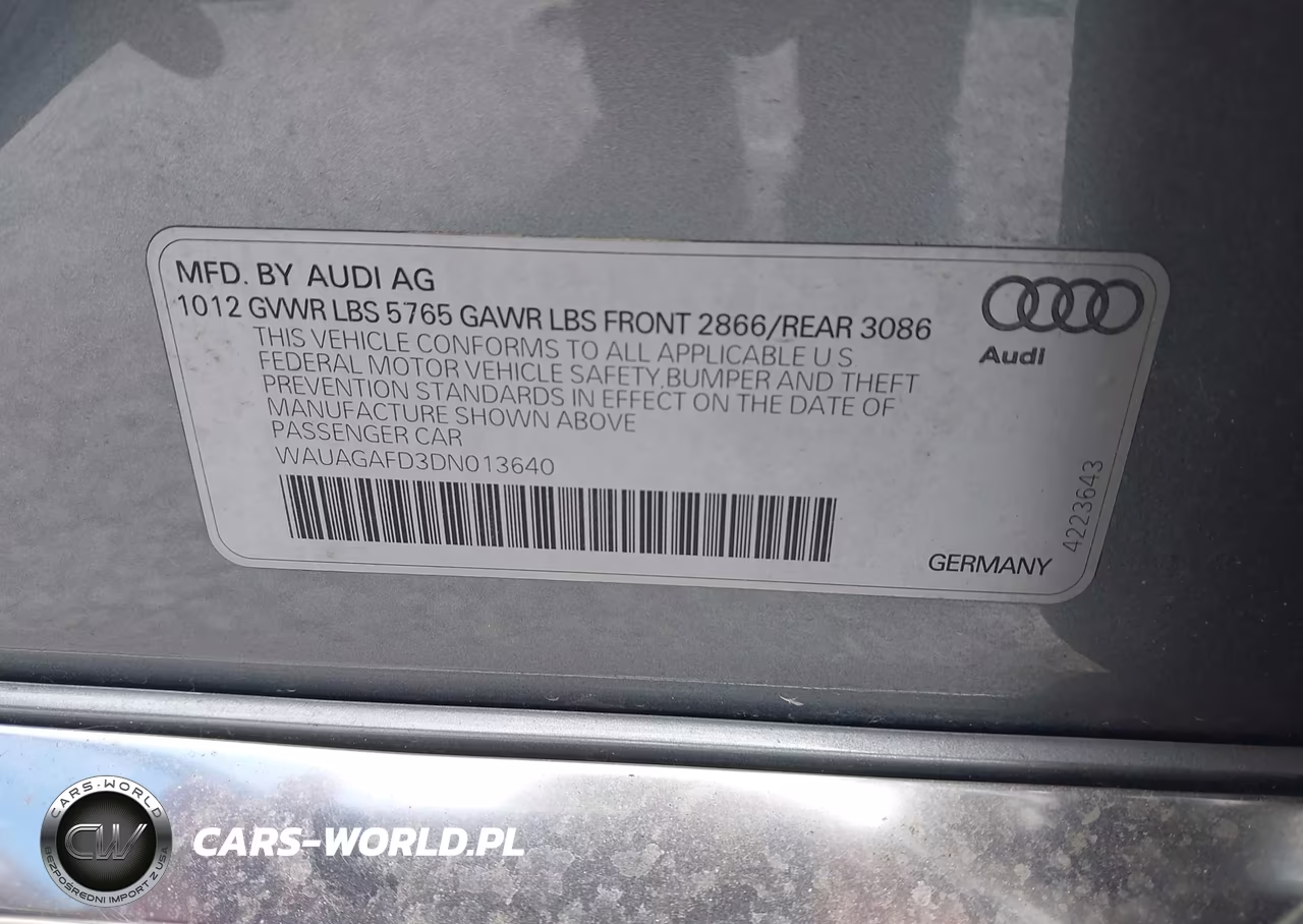 2013 Audi A8 3.0T VIN:WAUAGAFD3DN013640 - 9