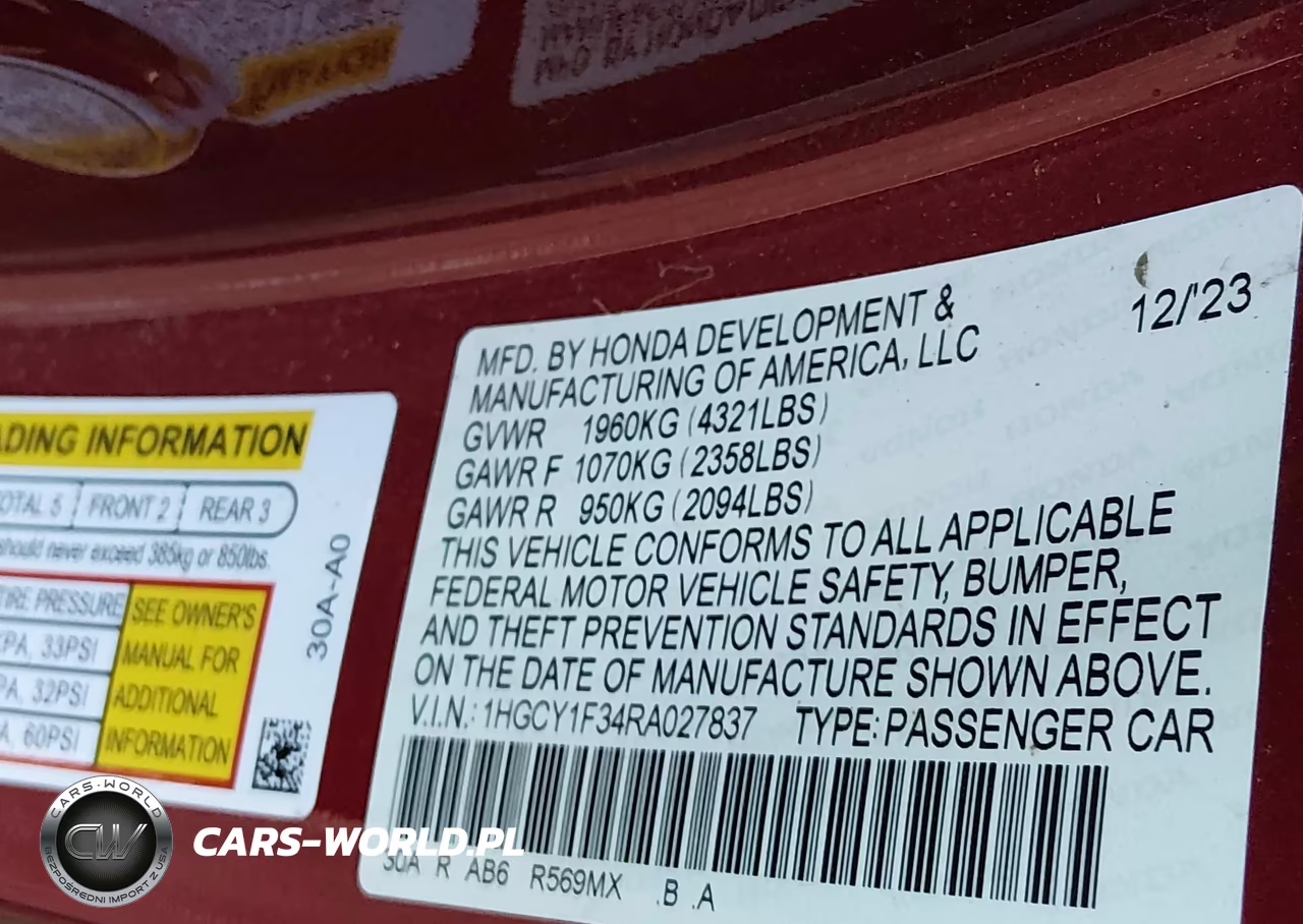 2024 Honda Accord Ex VIN:1HGCY1F34RA027837 - 9