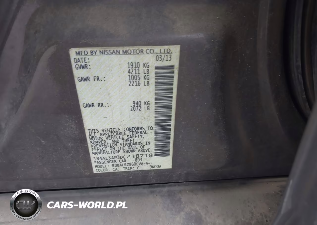 2013 Nissan Altima 2.5 S VIN:1N4AL3AP3DC238718 - 9