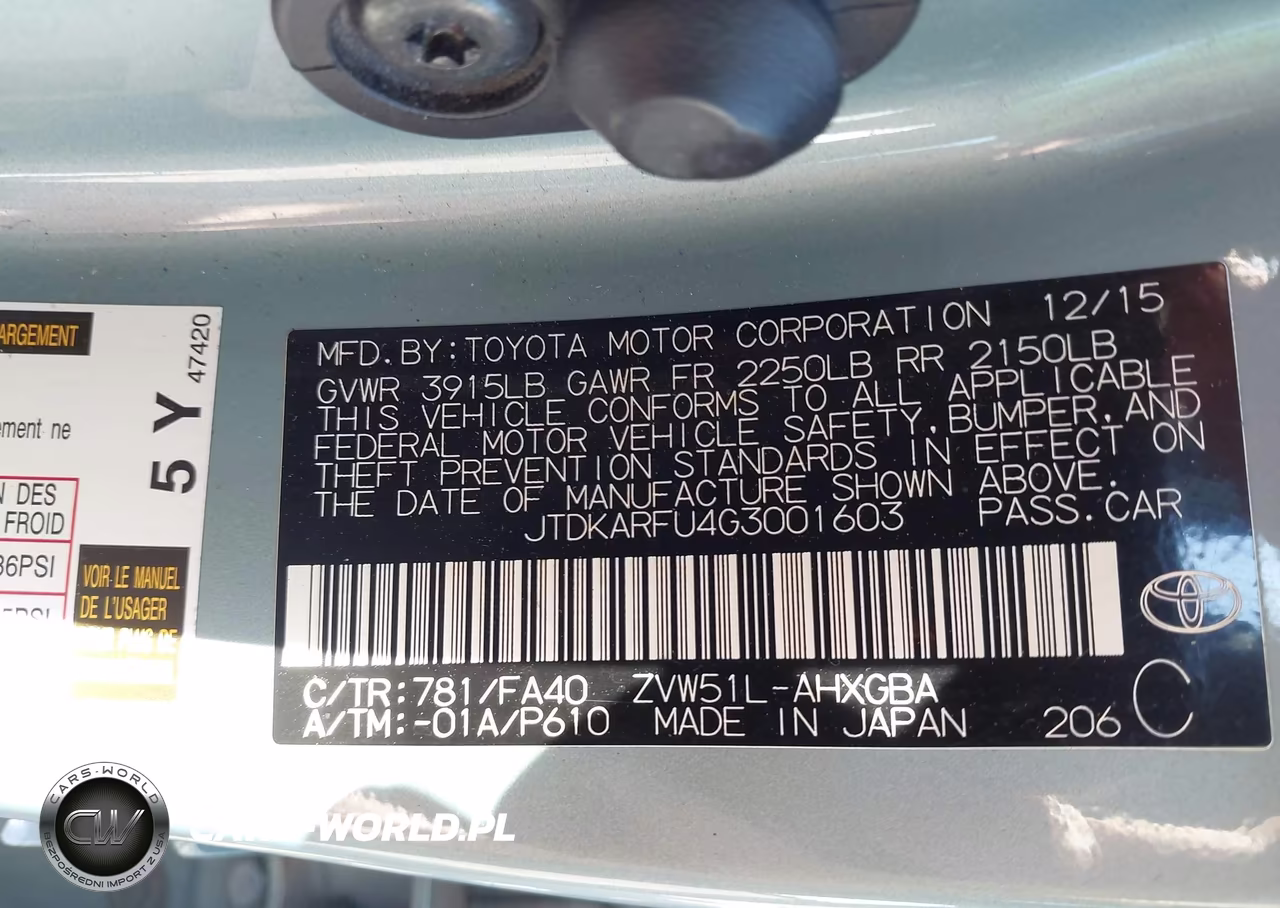 2016 Toyota Prius Three VIN:JTDKARFU4G3001603 - 9