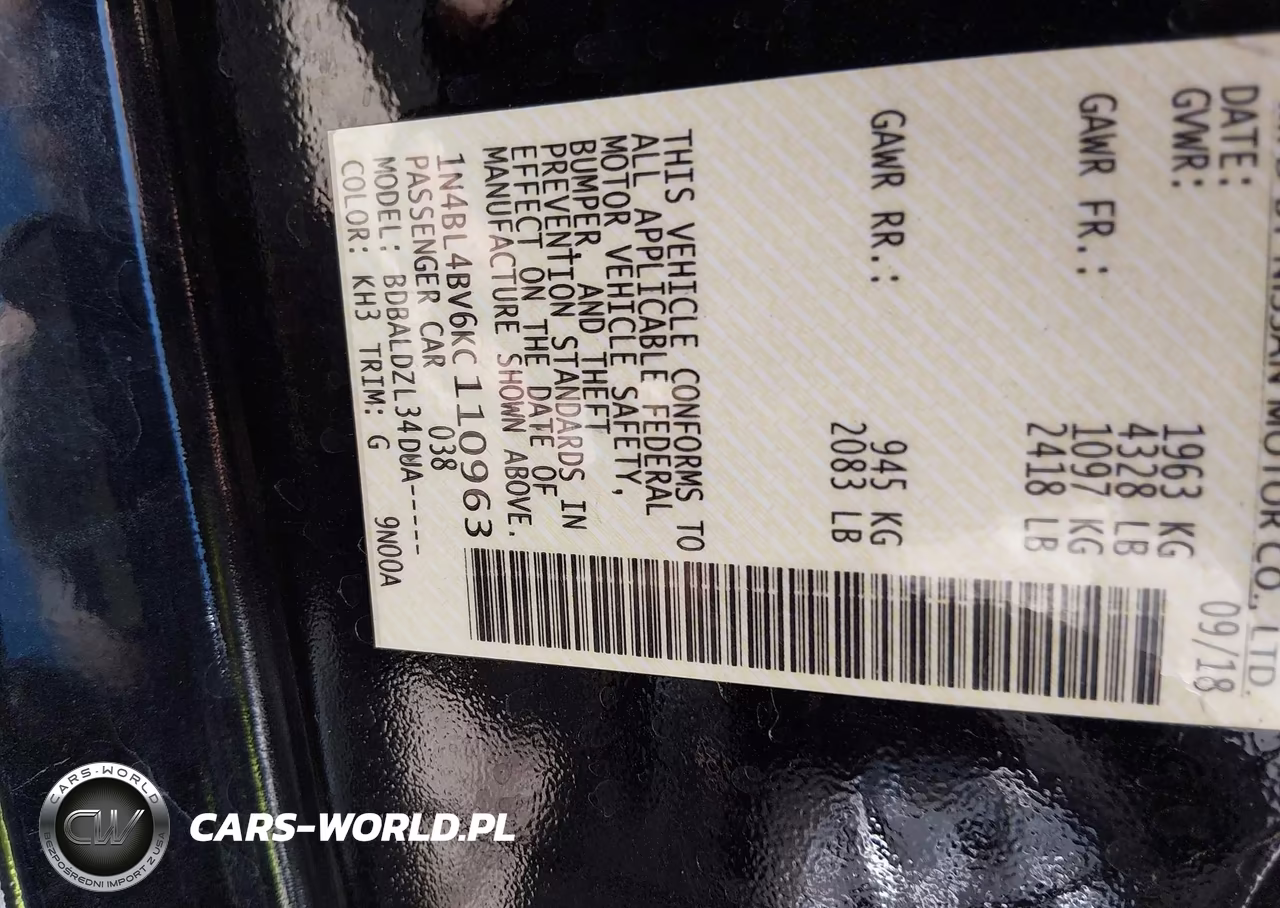 2019 Nissan Altima 2.5 S VIN:1N4BL4BV6KC110963 - 9