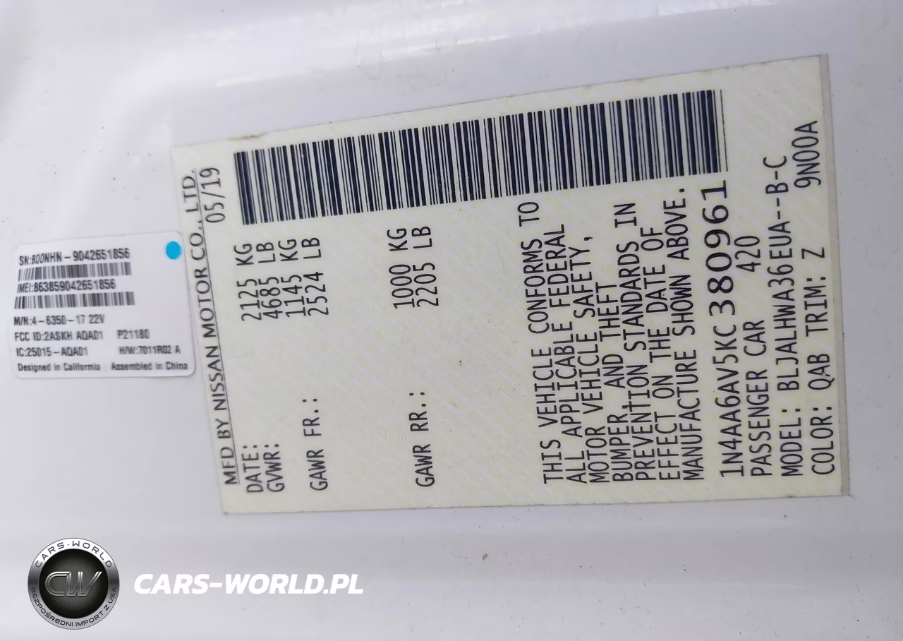 2019 Nissan Maxima 3.5 Platinum VIN:1N4AA6AV5KC380961 - 9
