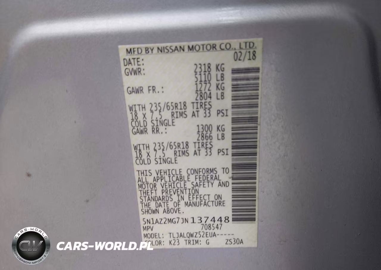 2018 Nissan Murano Sv VIN:5N1AZ2MG7JN137448 - 9
