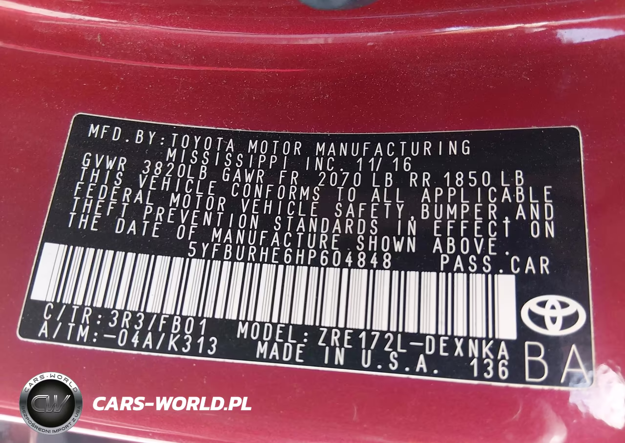 2017 Toyota Corolla Le VIN:5YFBURHE6HP604848 - 9
