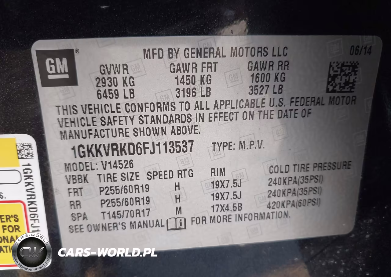 2015 GMC Acadia Slt-1 VIN:1GKKVRKD6FJ113537 - 9