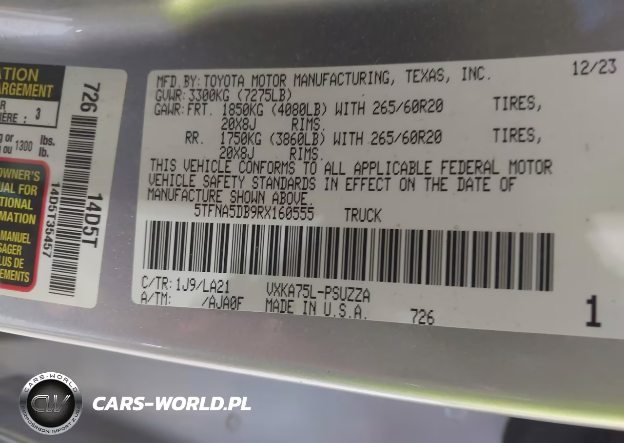 2024 Toyota Tundra Platinum VIN:5TFNA5DB9RX160555 - 9