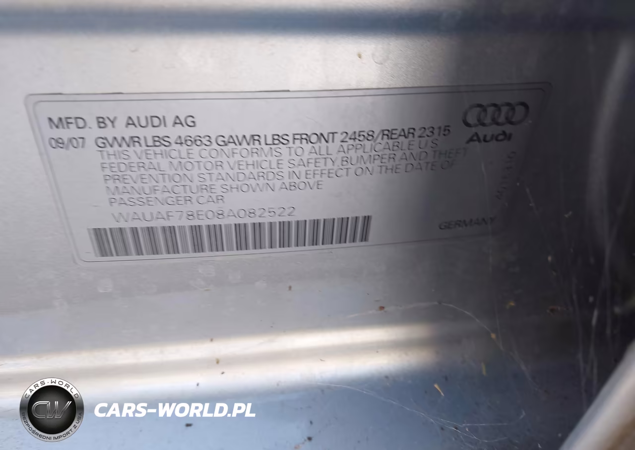 2008 Audi A4 2.0T VIN:WAUAF78E08A082522 - 9