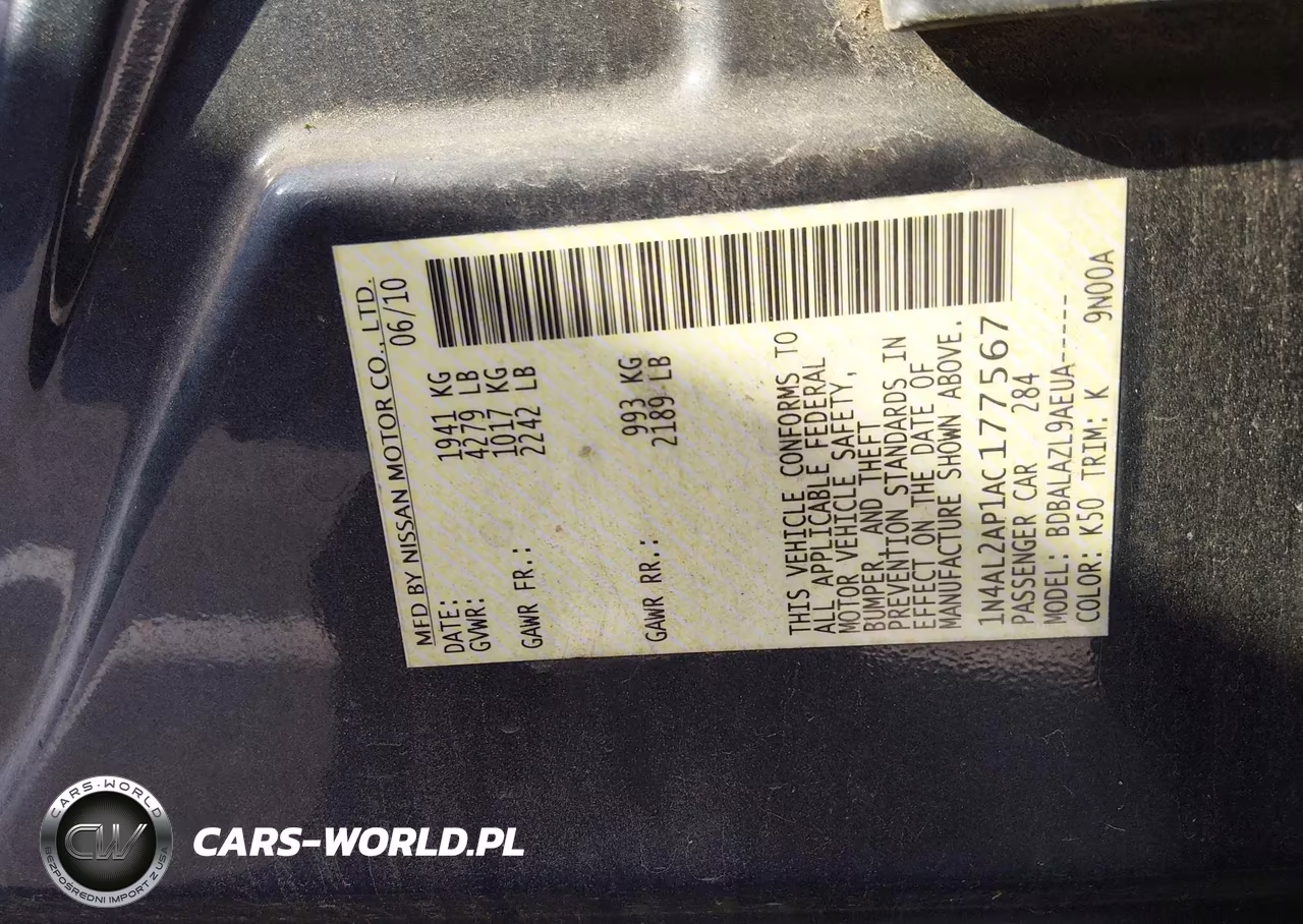 2010 Nissan Altima S VIN:1N4AL2AP1AC177567 - 9