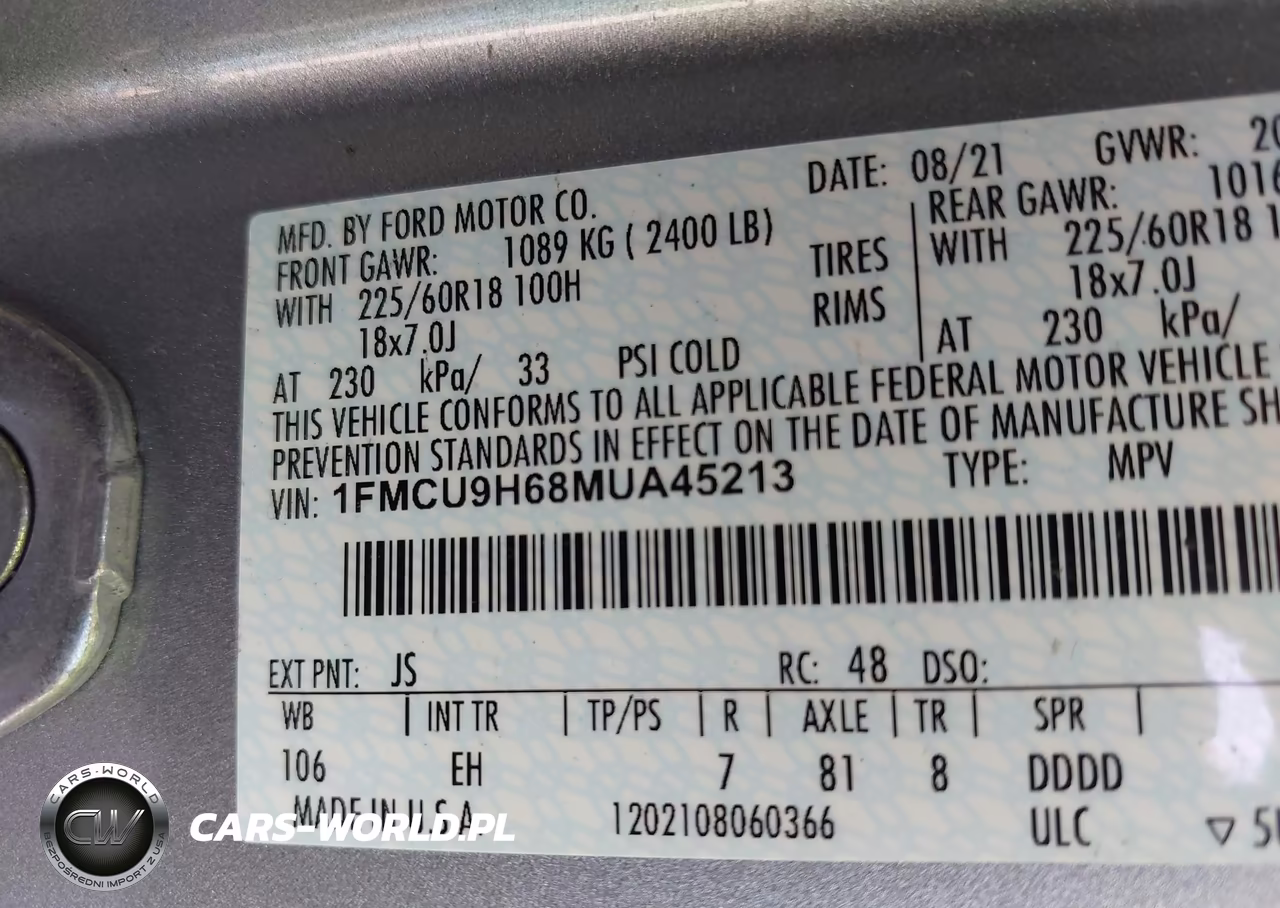 2021 Ford Escape Sel VIN:1FMCU9H68MUA45213 - 9