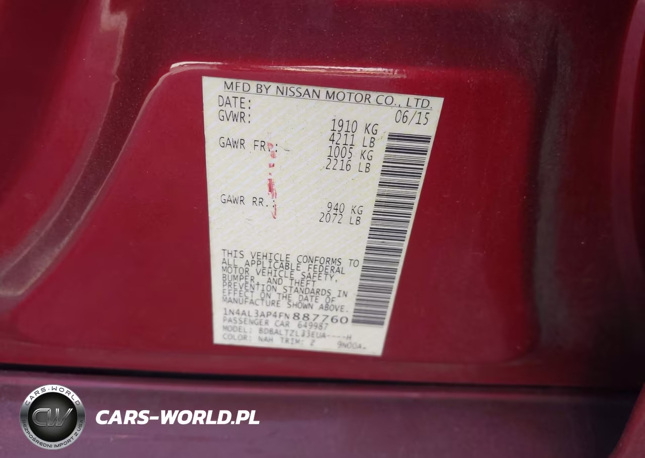 2015 Nissan Altima 2.5 Sl VIN:1N4AL3AP4FN887760 - 9