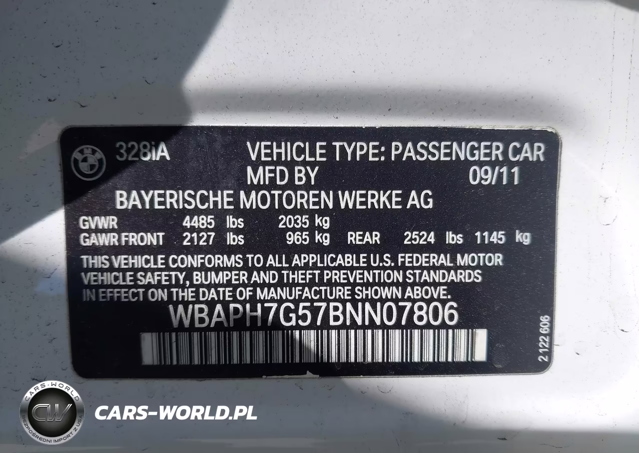 2011 BMW 328I VIN:WBAPH7G57BNN07806 - 9