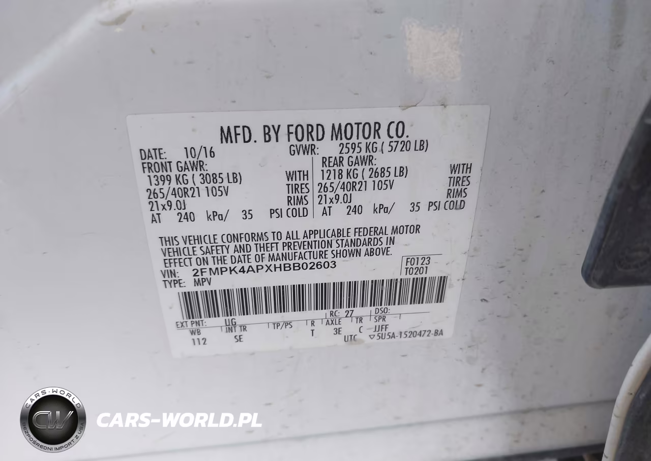 2017 Ford Edge Sport VIN:2FMPK4APXHBB02603 - 9