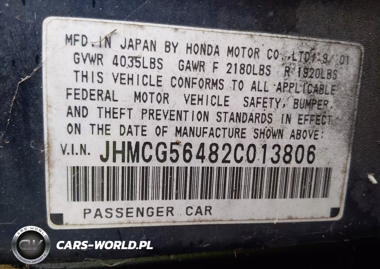 2002 Honda Accord 2.3 Lx VIN:JHMCG56482C013806 - 9