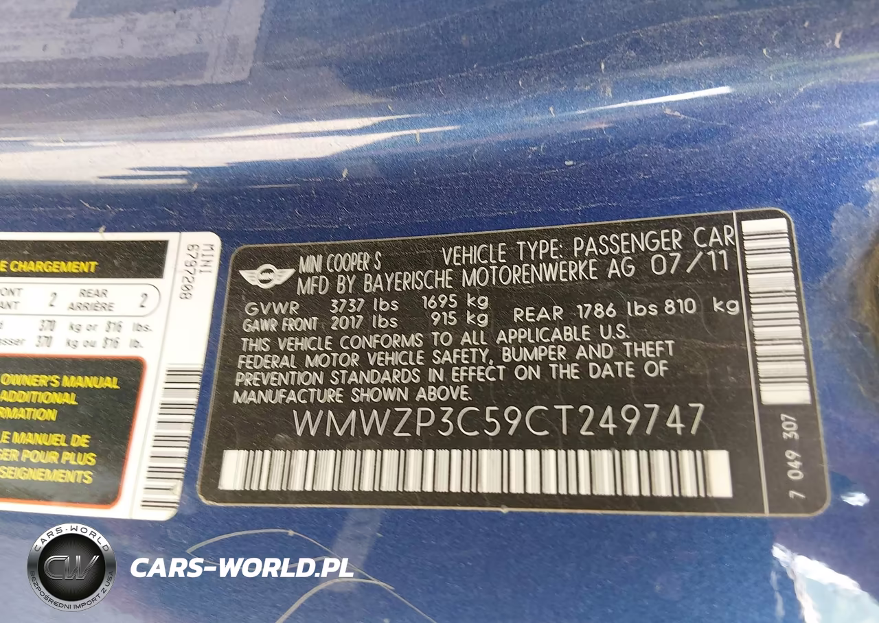 2012 Mini Cooper S VIN:WMWZP3C59CT249747 - 9